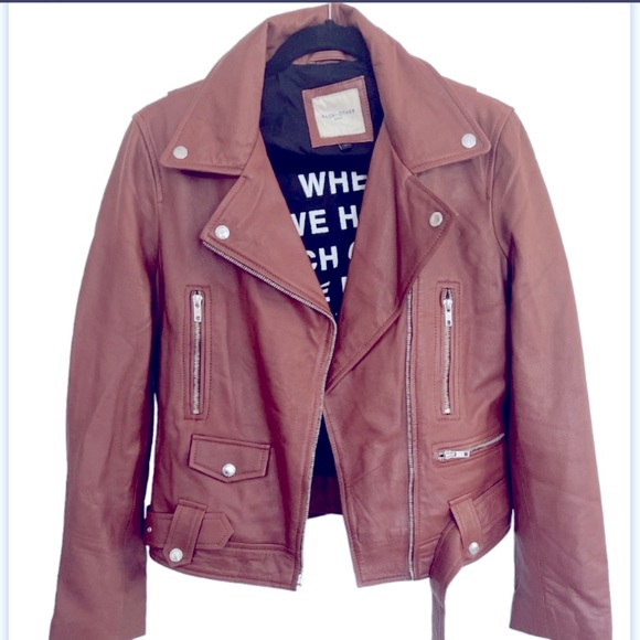 Motorcycle jacket soft leather cognac brown leather jacket size M moto jacket - Picture 9 of 16